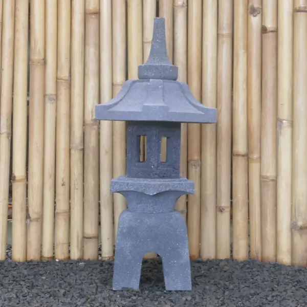 Product image 5 of the product “Japanese style Garden Lantern, made from Andesit Stone. Multipart. 80 cm Height, Roof is 40 cm width. ”